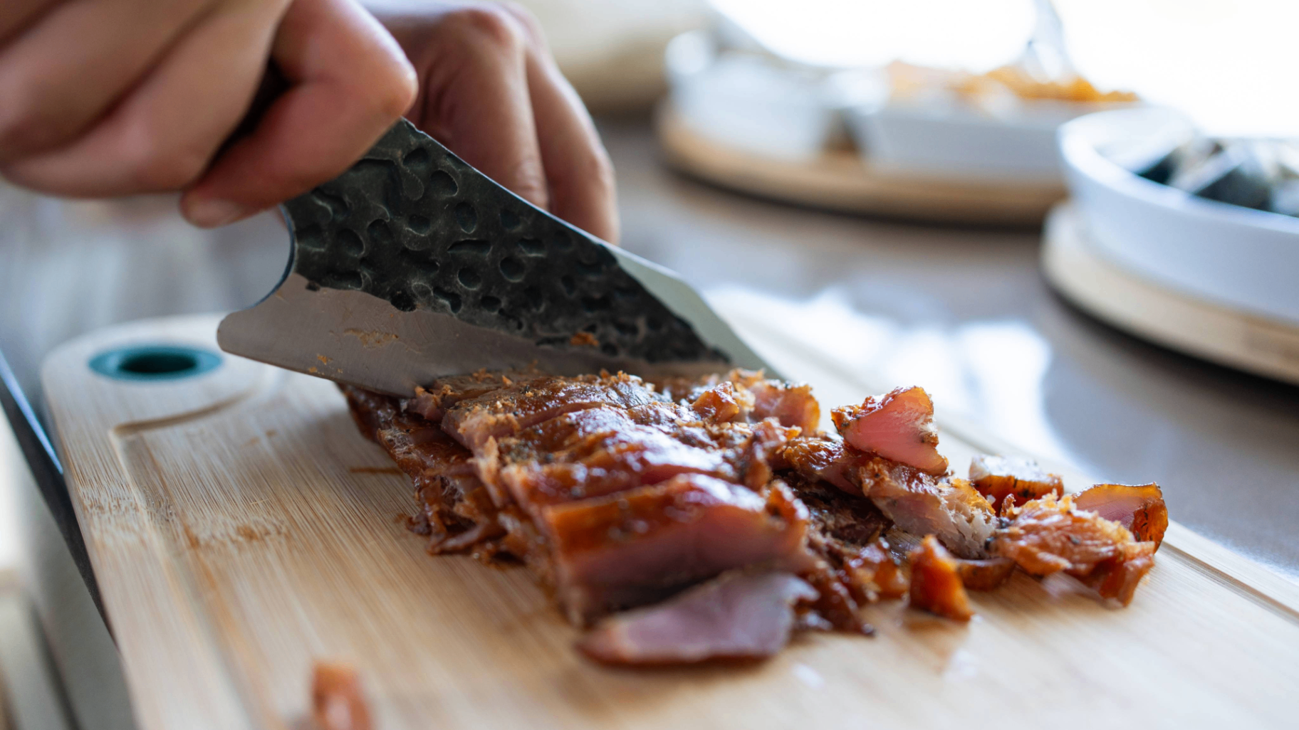 Traditional dish sliced on a chopping board